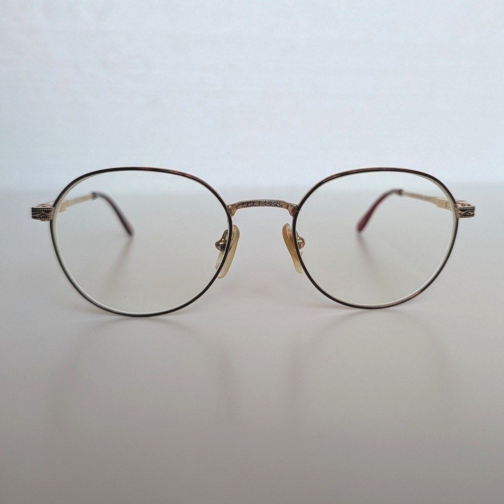 Liberty Gold Tone Frames Round Red Shiny‎ Filigree Glasses WY-15 FRAMES ONLY